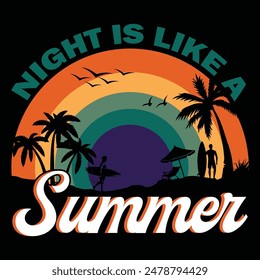 Summer Beach Holiday Surfing T-shirt Design