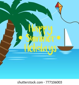 Summer Beach Holidays Illustration Vector Template