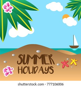 Summer Beach Holidays Illustration Vector Template