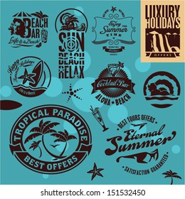 Summer Beach Holidays. Isolated labels collection.