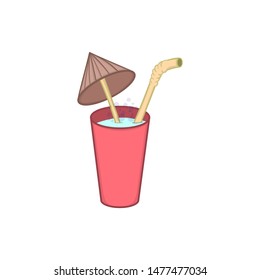 Summer beach ice cocktail isolated illustration on white background in cartoon style. Design element.
