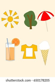 Summer beach ice cream cocktail sun umbrella.