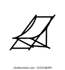 Summer beach icon. Summer icon with black line.