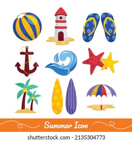 Summer Beach Icon Collection vector