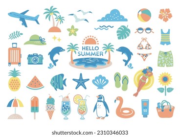 Material de ilustración de iconos de verano y playa