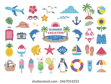 Summer and beach icon illustration material