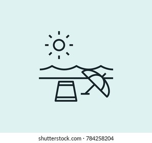 Summer beach icon line isolated on clean background. Vacation concept drawing icon line in modern style. Vector illustration for your web site mobile logo app UI design.