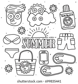 Summer beach icon set