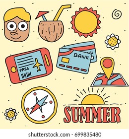 Summer beach icon set