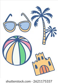 Conjunto de iconos de playa de verano Arte de Clip