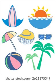Summer Beach Icon Set Clip Art