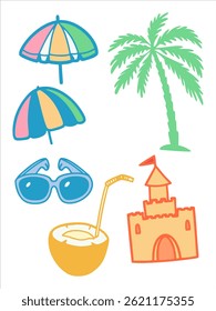 Conjunto de iconos de playa de verano Arte de Clip