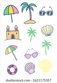 Summer Beach Icon Set Clip Art