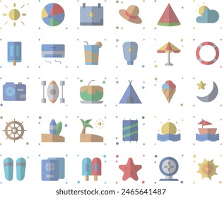 Summer beach icon set design illustration stock