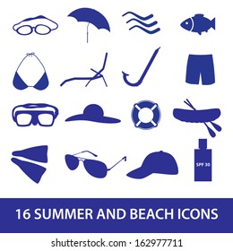 summer and beach icon set eps10