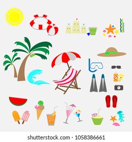 Summer Beach icon set vector