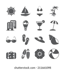 summer beach icon set, vector eps10.