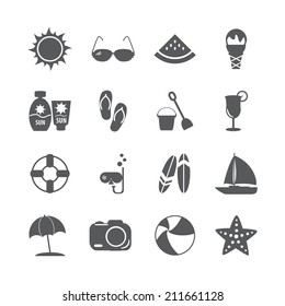 summer beach icon set, vector eps10.
