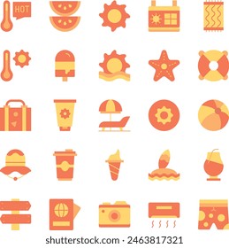 Summer beach icon set vector illustration stock