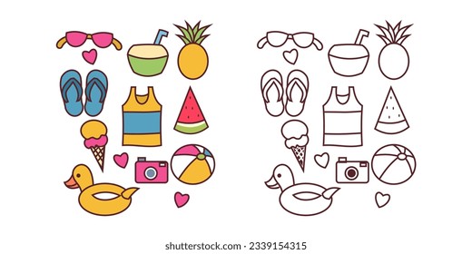 línea de logotipo del icono de playa de verano