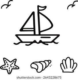 Summer beach icon vector symbol illustration 