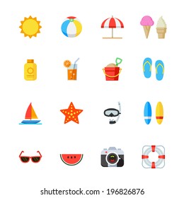 Summer and Beach Icons : Flat Icon Set for Web and Mobile Application