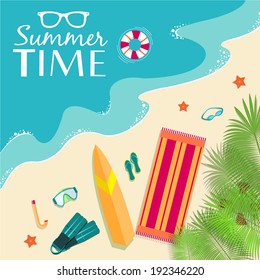 Summer beach icons set 
