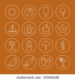 summer beach icons set