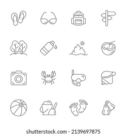 Summer and beach icons set . Summer and beach pack symbol vector elements for infographic web