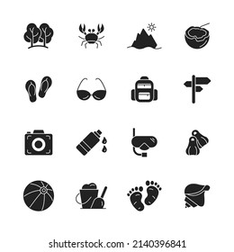 Iconos de verano y playa listos. Símbolo del paquete de verano y playa vectores para web infográfica