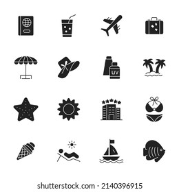 Summer and beach icons set . Summer and beach pack symbol vector elements for infographic web