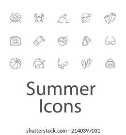 Summer and beach icons set . Summer and beach pack symbol vector elements for infographic web