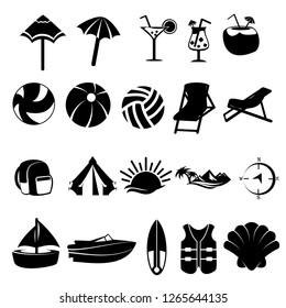 summer beach icons set vector