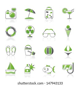 Summer and beach icons - vector icon set