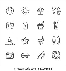 Summer and Beach icons with White Background