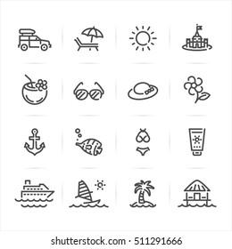 Summer and Beach icons with White Background