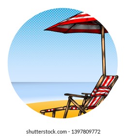 Summer Beach Illustration Background, Round, Isolated Vector