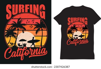 summer beach illustration design, summer vibes t-shirt, Vintage Summer Feeling T-shirt Design For Summer