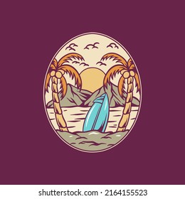 Summer Beach Illustration For Merchandise