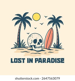 Summer beach illustration for poster, sticker and perfect for tshirt and etc.