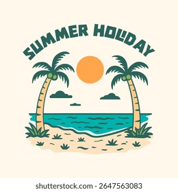 Summer beach illustration for poster, sticker and perfect for tshirt and etc.