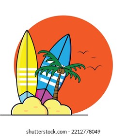 summer beach illustration Pro Vector