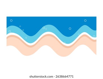 Summer beach illustration. Seashore border