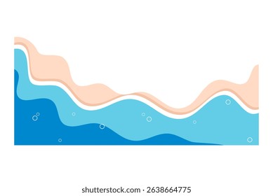 Summer beach illustration. Seashore border