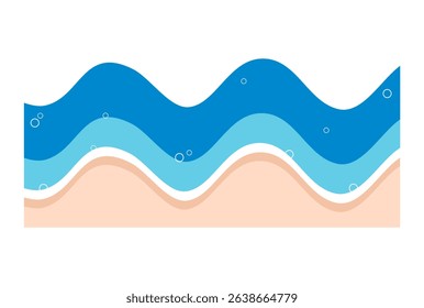 Summer beach illustration. Seashore border