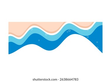 Summer beach illustration. Seashore border