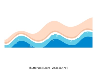 Summer beach illustration. Seashore border