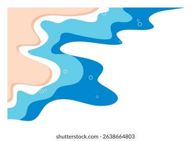 Summer beach illustration. Seashore border