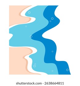 Summer beach illustration. Seashore border