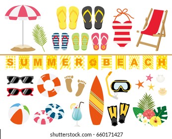 Summer beach illustration set